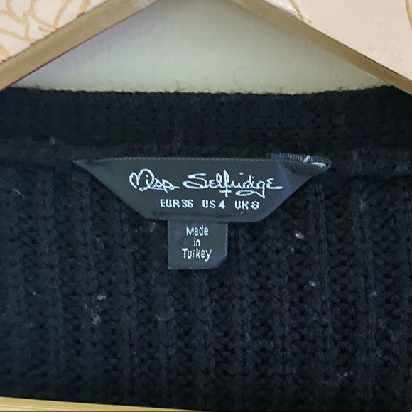 Women’s Miss Selfridge Black Swing Sleeve Open Front Cardigan Sweater Size US 4 - Picture 4 of 6